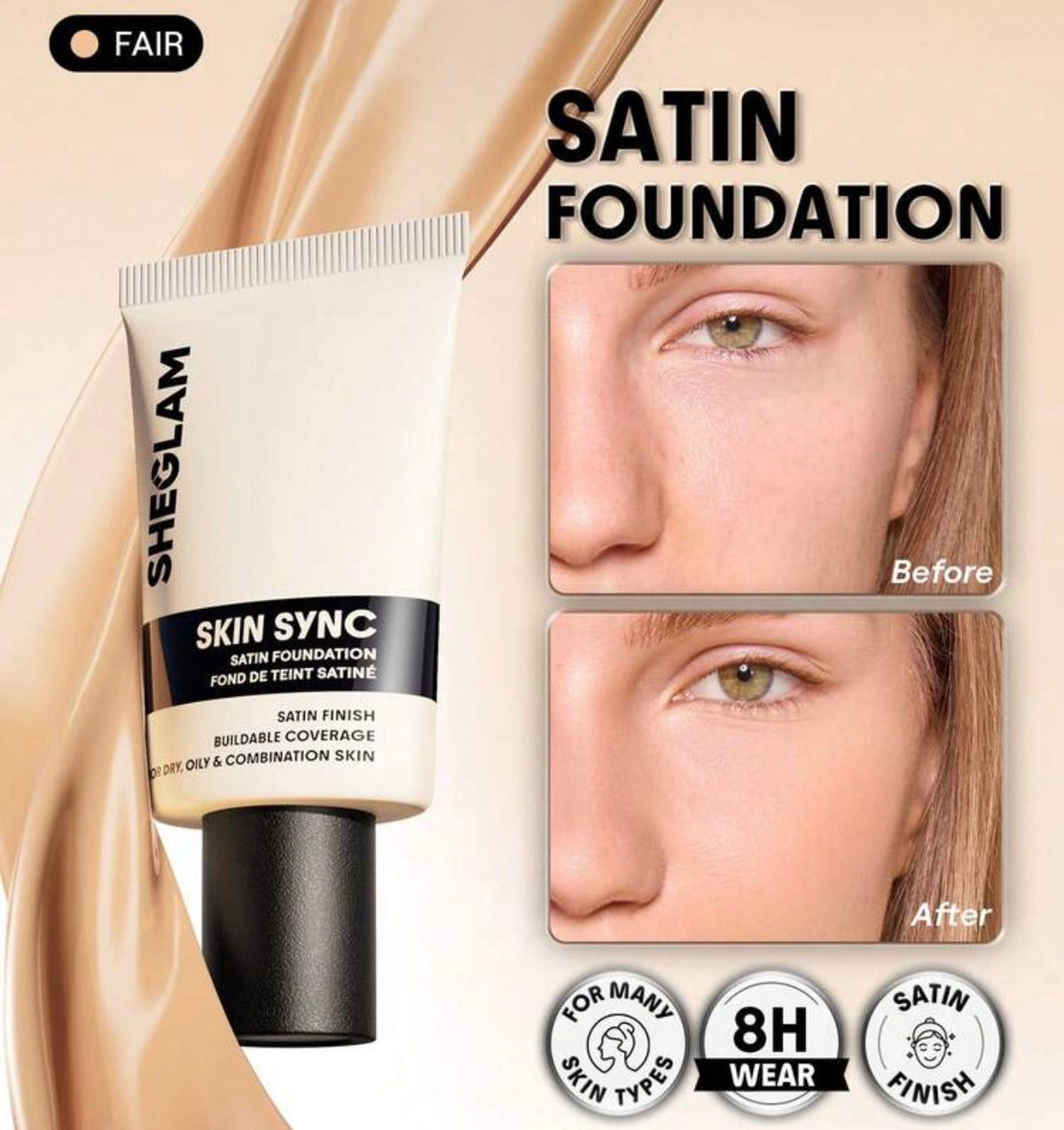 SHEGLAM Skin Sync Satin Fond
De Teint-Fair