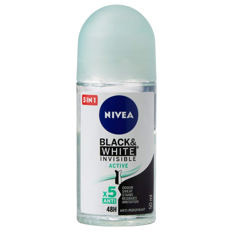 Nivea Black & White Invisible Active Roll-On – 50 ml