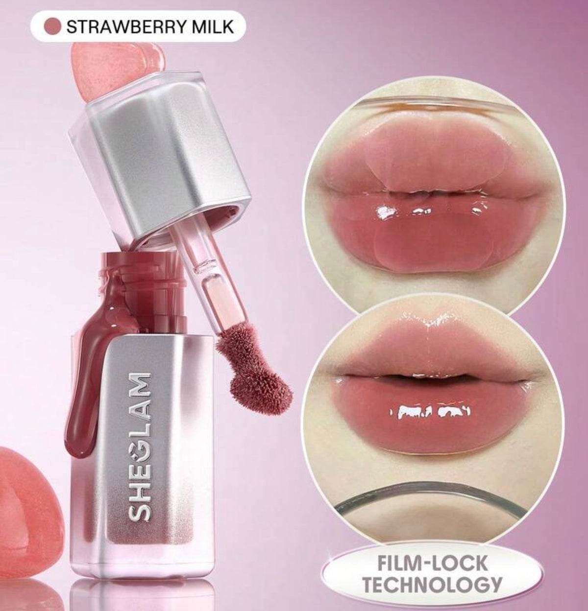 SHEGLAM Glass Lock Air Brillant
à LèVres-Strawberry Milk
