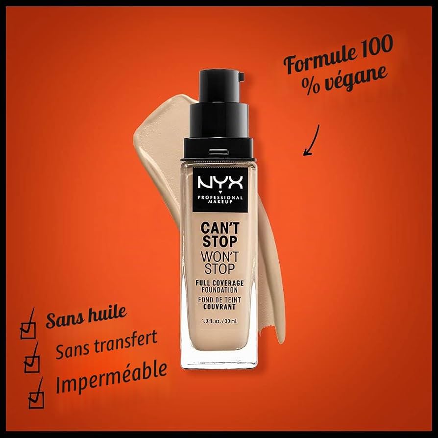NYX Professional Makeup Can't Stop Won't Stop Fond de Teint Liquide – 08 Vanilla
