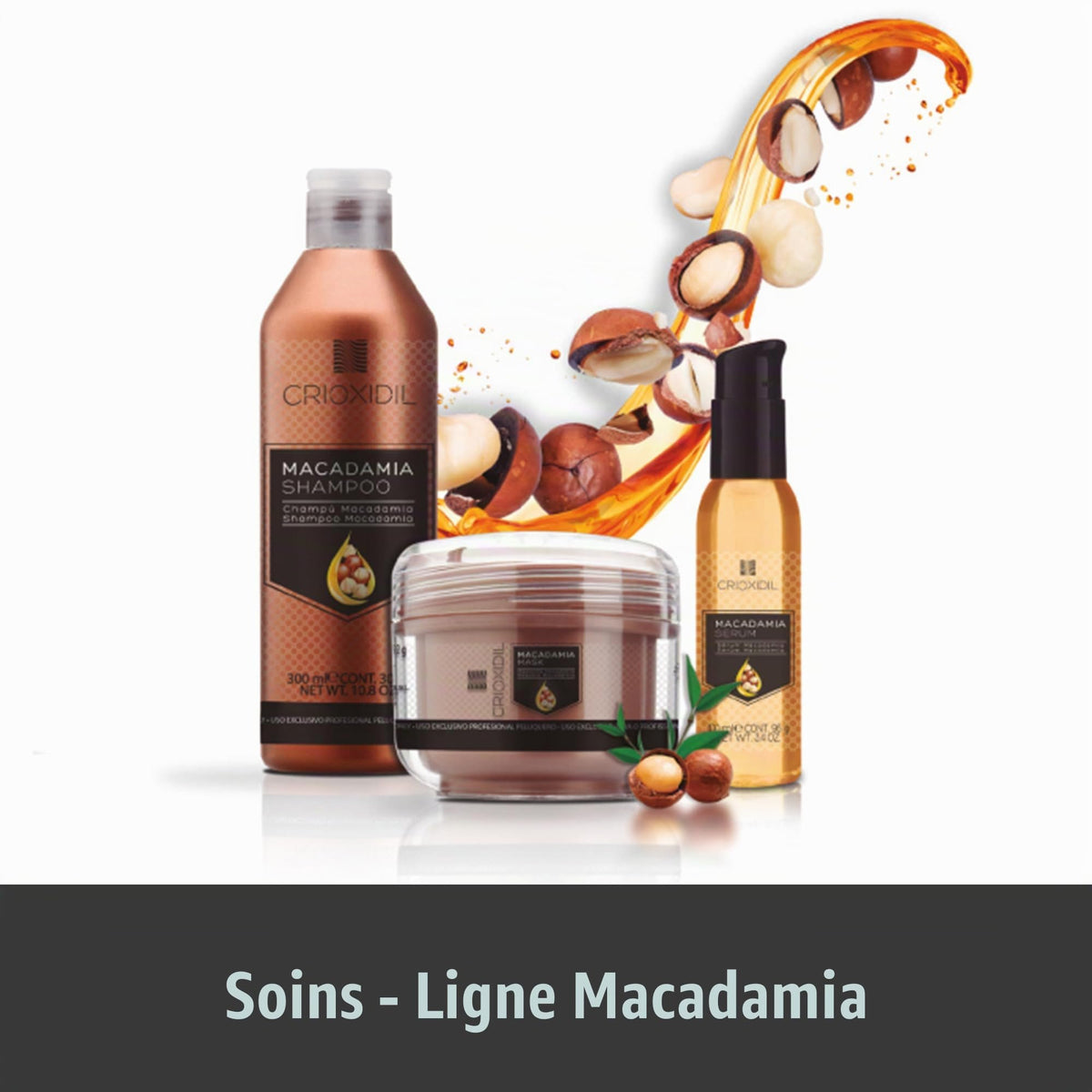 CRIOXIDIL - Sérum Macadamia pour cheveux - 100 ml - Huile capillaire - Réparateur pointes ouvertes et sèches - Hydratation profonde des cheveux - Anti-frisottis - Sans pelage - Appât plus brillant