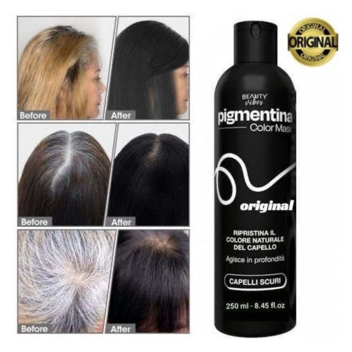 Pigmentina Color Mask Original cheveux foncés – avant / après