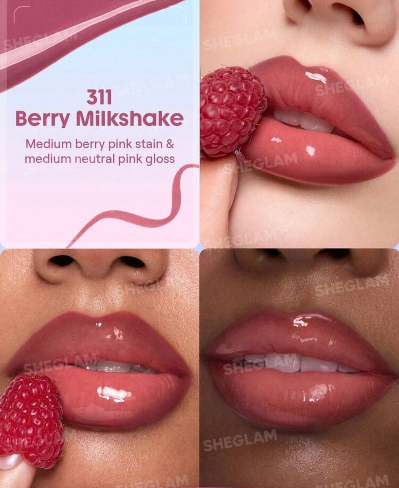 SHEGLAM Line To Shine Duo Tint
LèVres Peel-Off & Gloss-311 Berry
Milkshake Combo 2-En-1