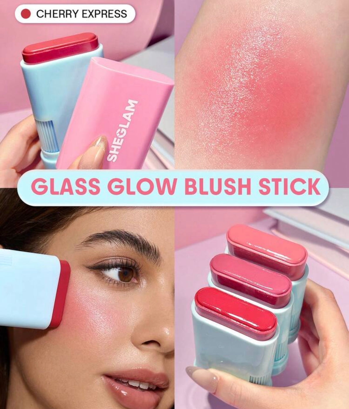 SHEGLAM Glass Glow Blush En Stick-Cherry Express