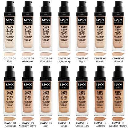 NYX Professional Makeup Can't Stop Won't Stop Fond de Teint Liquide – 04 Cool Porcelain