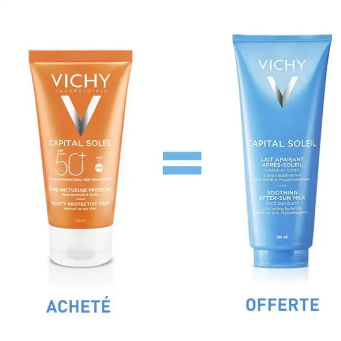 VICHY CAPITAL SOLEIL SPF 50+ ÉMULSION PROTECTRICE VISAGE + APRÈS-SOLEIL 100ML OFFERT